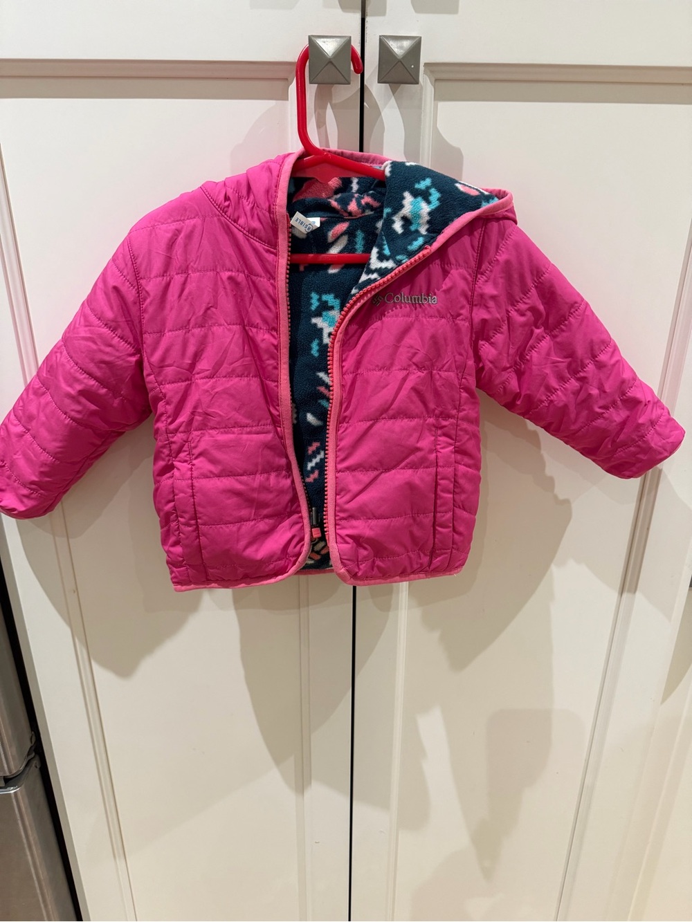 Columbia 12-18m Kids Bright Pink Reversible Puffer Jacket
